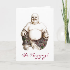 Tarjeta Fortuna alegre de risa feliz Buda de la buena