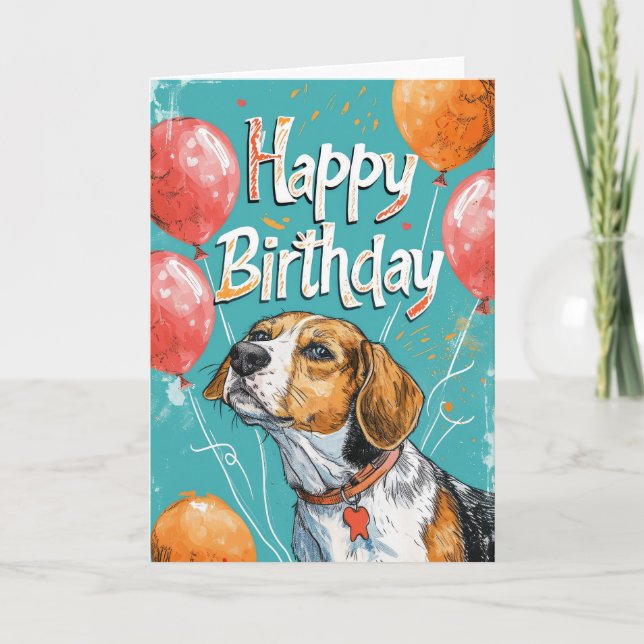 Tarjeta Fósforo americano en inglés con globos Cumpleaños (Anverso)