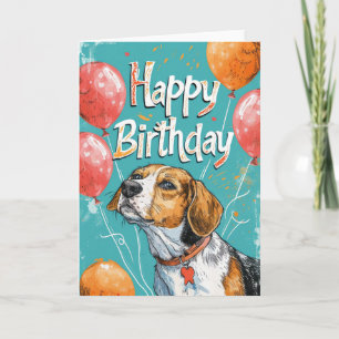 Tarjeta Fósforo americano en inglés con globos Cumpleaños