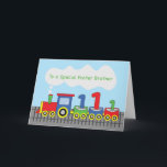 Tarjeta Foster Brother 1cumpleaños Colorful Train TracK<br><div class="desc">Saluda a tu hermano de acogida con esta colorida tarjeta una vez que celebre pronto su primer cumpleaños. Los colores divertidos de esta carta seguramente atraerán su atención una vez que la vea. ¡Pida que copies hoy!</div>