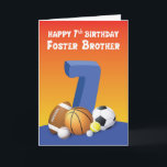 Tarjeta Foster Brother 6th Birthday Sports Balls<br><div class="desc">Se supone que las celebraciones de cumpleaños son días divertidos. Así que cuando tu hermano de acogida celebra su celebración,  deberías darle esta tarjeta con un colorido frente y un divertido mensaje interno.</div>