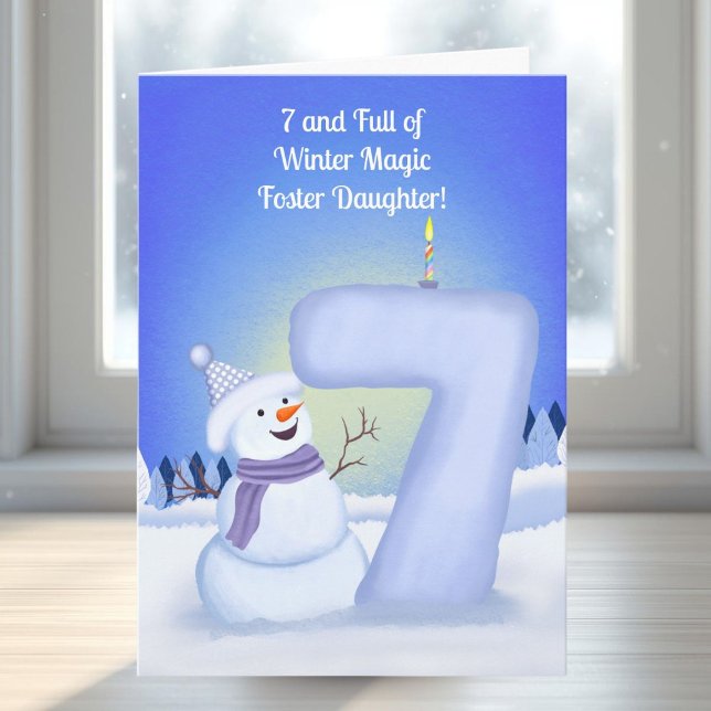 Tarjeta Foster Daughter Happy 7th Birthday Snowman  (Subido por el creador)