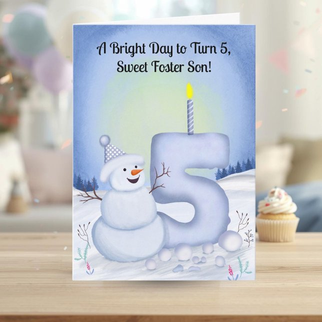 Tarjeta Foster Son 5th Birthday Snowman Snowy  (Subido por el creador)