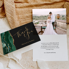 Tarjeta Foto Agradecimiento Boda Ágata Verde Esmeralda Osc
