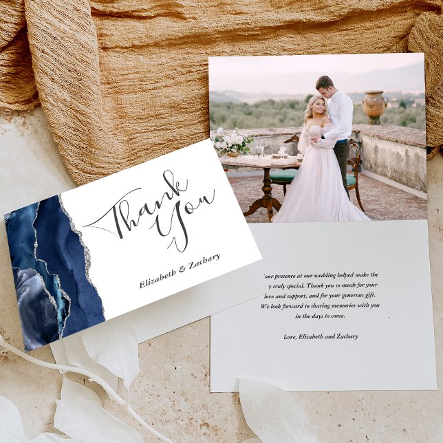 Tarjeta Foto Agradecimiento de Boda en Plata con Ágata Azu (Subido por el creador)
