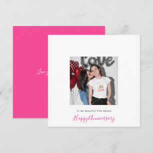 Tarjeta Foto: Aniversario de la esposa lesbiana LGBT Love
