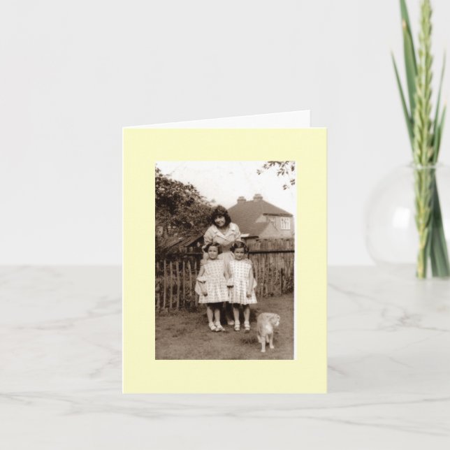 Tarjeta foto antigua linda chicas gemelos idénticos con ga (Anverso)