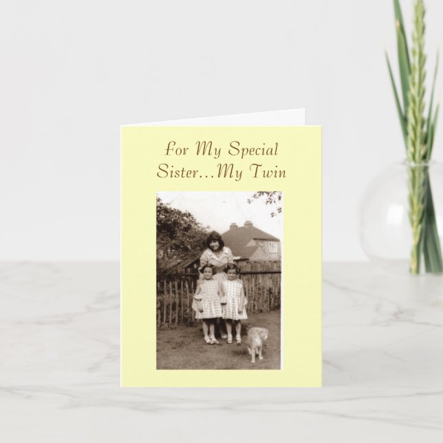 Tarjeta Foto antigua linda hermana gemela chica gemela idé (Anverso)