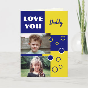 Tarjeta Foto azul y amarilla de papá Saludo de cumpleaños