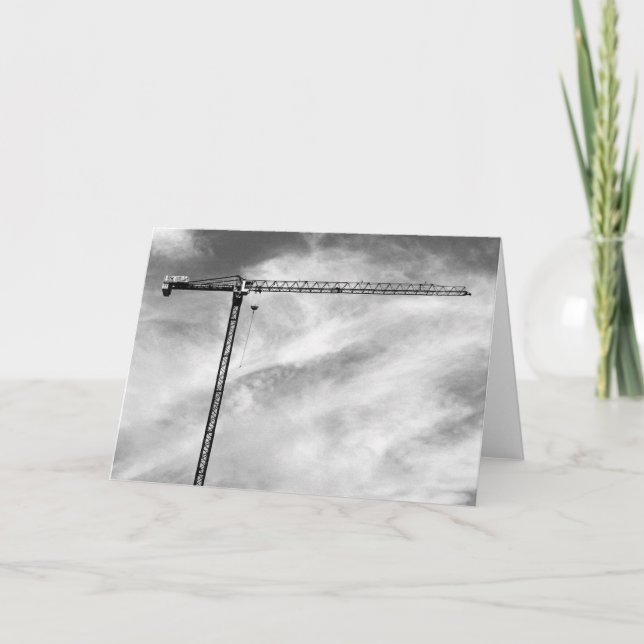 Tarjeta Foto blanco y negro artística de la grúa de (Anverso)