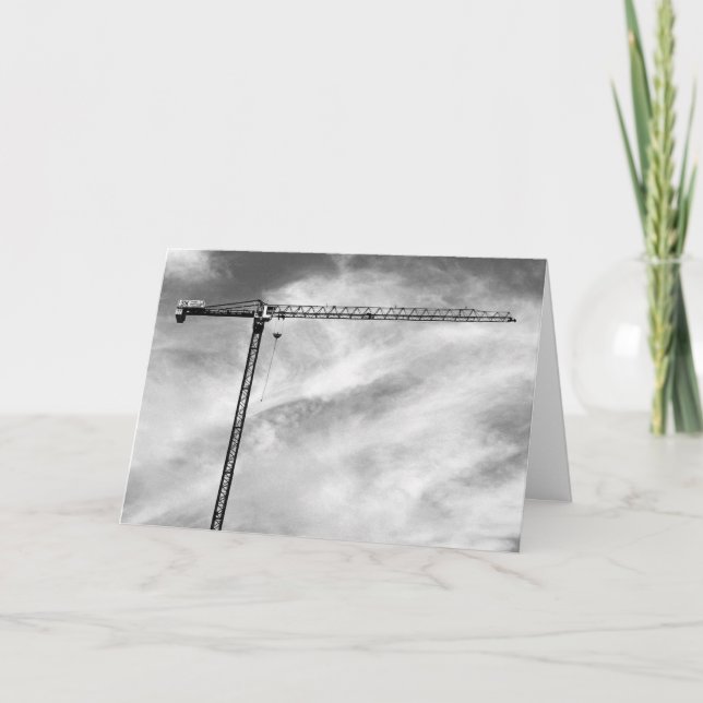 Tarjeta Foto blanco y negro artística de la grúa de (Anverso)