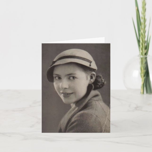 Tarjeta Foto blanco y negro vieja de la señora hermosa de (Anverso)