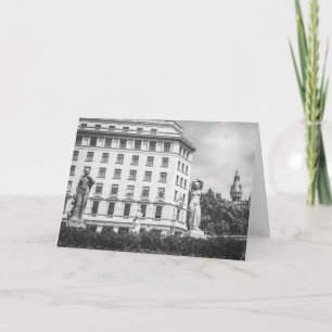 Tarjeta Foto BnW de esculturas en Placa de la Catalunya