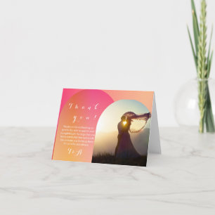 Tarjeta Foto boda Boho Arch Sunset Ombre Gracias