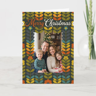 Tarjeta Foto Botánica Retro Navidad de Mitad de Siglo