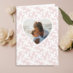 Tarjeta Foto con corazón patrón rococó rosa Día de la Madr