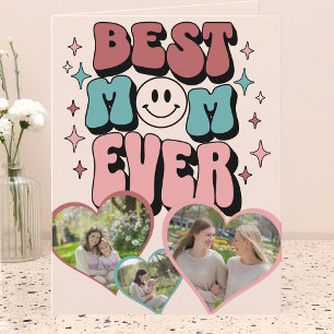 Tarjeta Foto con forma de corazón caprichosa retro mejor m