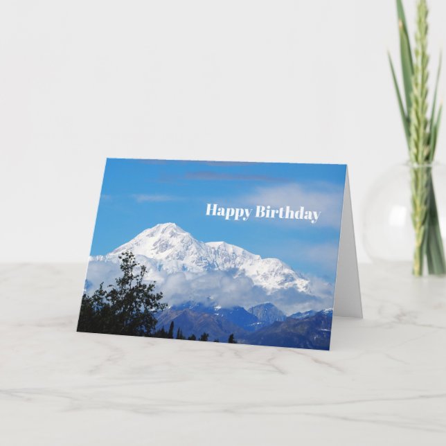 Tarjeta Foto cumpleaños de la nieve de la montaña Denali A (Anverso)