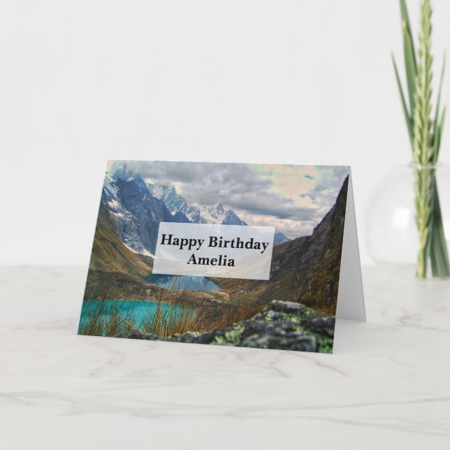 Tarjeta Foto cumpleaños de las montañas alpinas (Anverso)