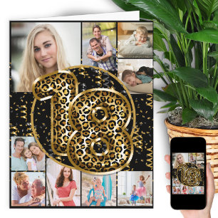 Tarjeta Foto de 18.º leopardo de cumpleaños de leopardo de