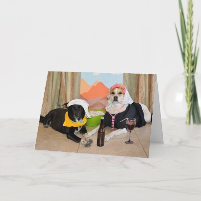 Tarjeta Foto de 2 perros posando como pareja de aniversari (Anverso)