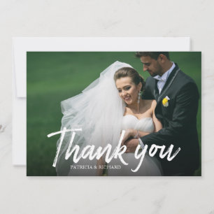 Tarjeta Foto de agradecimiento de boda con caligrafía eleg