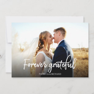 Tarjeta Foto de agradecimiento de boda elegante para siemp