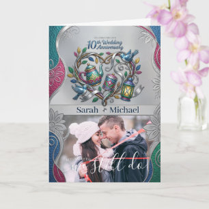 Tarjeta Foto de aniversario de bodas de aluminio de estaño