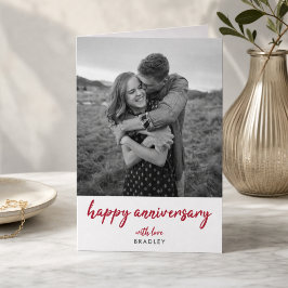 Tarjeta Foto de aniversario moderno | Minimalista estilo r
