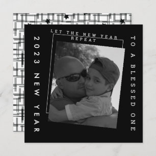 Tarjeta Foto de Año Nuevo 2023 en blanco y negro
