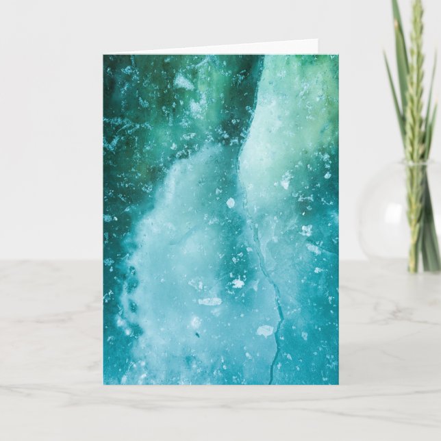 Tarjeta Foto de arte del hielo turquesa verde (Anverso)