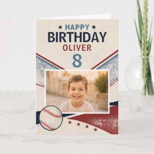 Tarjeta Foto de béisbol Cumpleaños Nombre y edad del niño