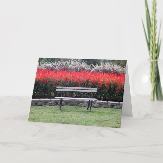 Tarjeta Foto de Bench Red Floral (Anverso)