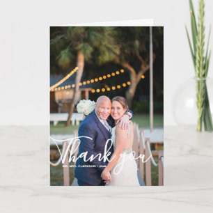 Tarjeta Foto de boda con retrato de escritura a mano con c