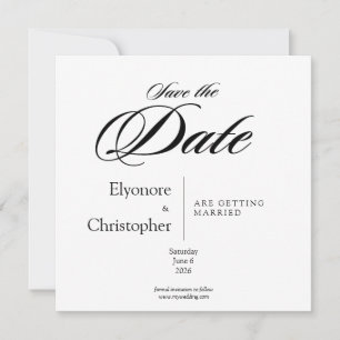 Tarjeta Foto de boda minimalista en blanco y negro