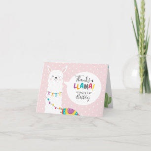 Tarjeta Foto de Cactus de Llama Rosa Sonrojado Gracias