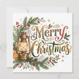 Tarjeta Foto de camión rojo de Navidad con letras a mano