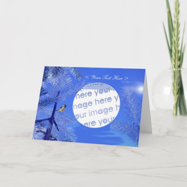 Tarjeta Foto de Chickadee, amigo de invierno de la mañana (Anverso)