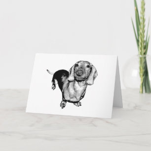 Tarjeta Foto de color blanco y negro Dachsund Doxie
