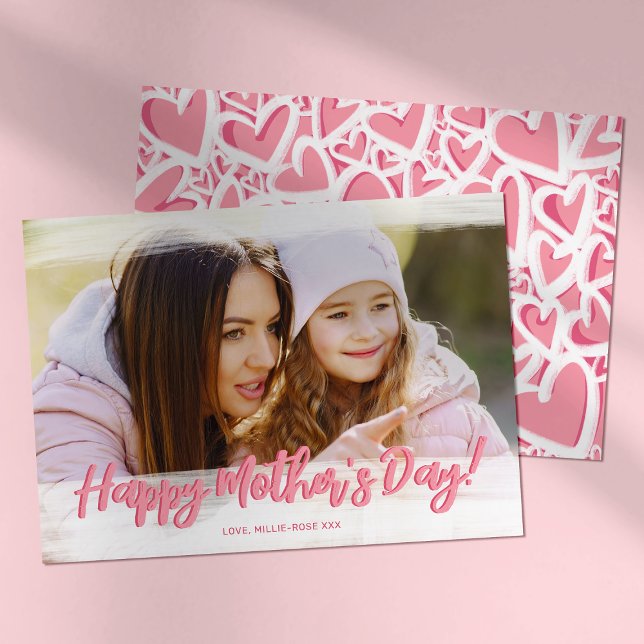 Tarjeta Foto de Corazón Rosa Lindo Día de las Madres (Subido por el creador)
