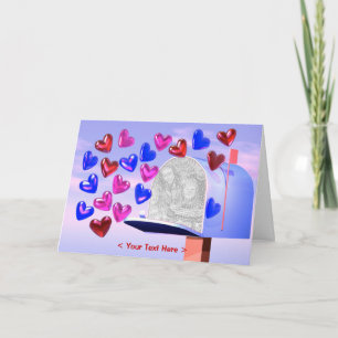 Tarjeta Foto de corazones rosados y azules del día de San