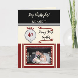 Tarjeta Foto de crema negra por 40 años del marido ruby