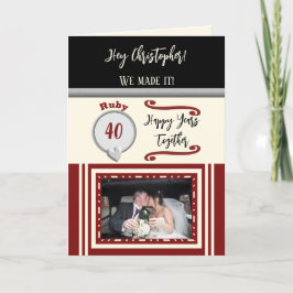 Tarjeta Foto de crema negra por 40 años del marido ruby