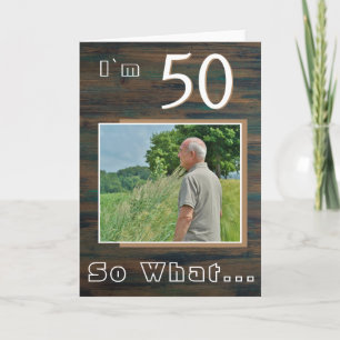Tarjeta Foto de cumpleaños 50 inspiradora de madera rústic