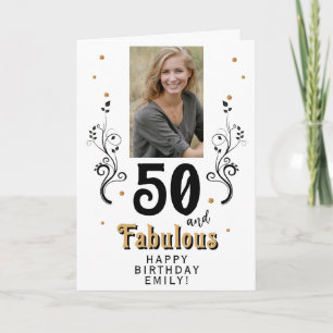 Tarjeta Foto de cumpleaños 50 y Fabuloso Follaje