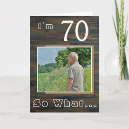 Tarjeta Foto de cumpleaños 70 inspiradora de madera rústic