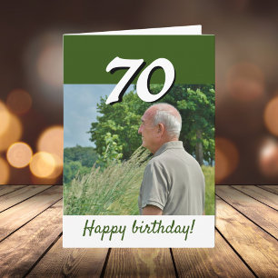 Tarjeta Foto de cumpleaños 70 verde