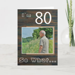 Tarjeta Foto de cumpleaños 80 inspiradora de madera rústic