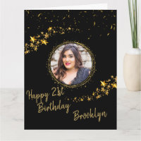 Foto de cumpleaños de confetti purpurina negro y d