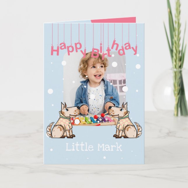 Tarjeta Foto de cumpleaños de ese niño azul de la vida de  (Anverso)
